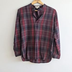 ARITZIA Plaid Henley Lightweight Flannel Tunic